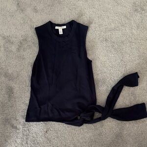 Autumn Cashmere Black Sleeveless Blouse with Tie